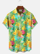 Alohadaddy Coconut Tree Plant Pineapple Button Pocket Casual Short Sleeve Shirt