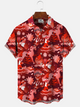 Alohadaddy Christmas Elk Button Pocket Casual Short Sleeve Shirt