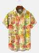 Alohadaddy Coconut Tree Mask Button Pocket Casual Short Sleeve Shirt