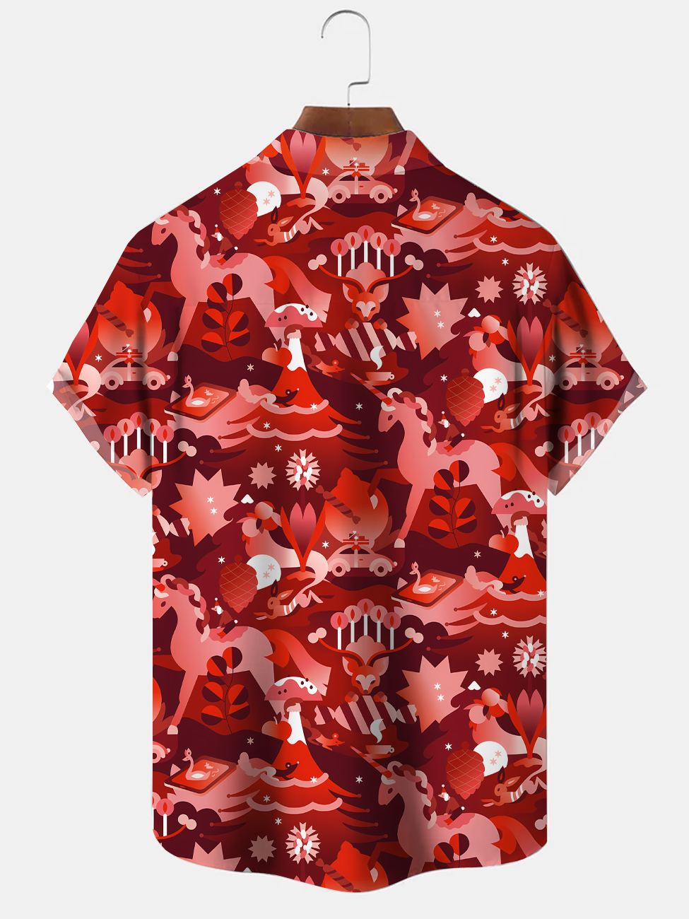Alohadaddy Christmas Elk Button Pocket Casual Short Sleeve Shirt