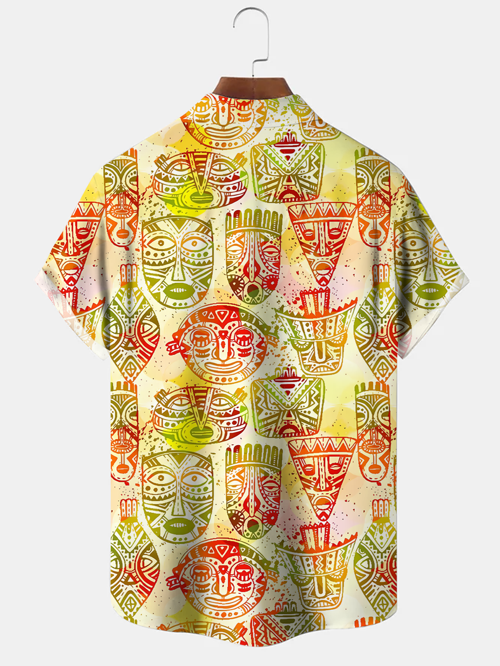 Alohadaddy Coconut Tree Mask Button Pocket Casual Short Sleeve Shirt