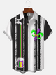 Alohadaddy Contrast Geometric Button Pocket Casual Short Sleeve Shirt