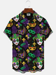 Alohadaddy Mask Christmas Button Pocket Casual Short Sleeve Shirt