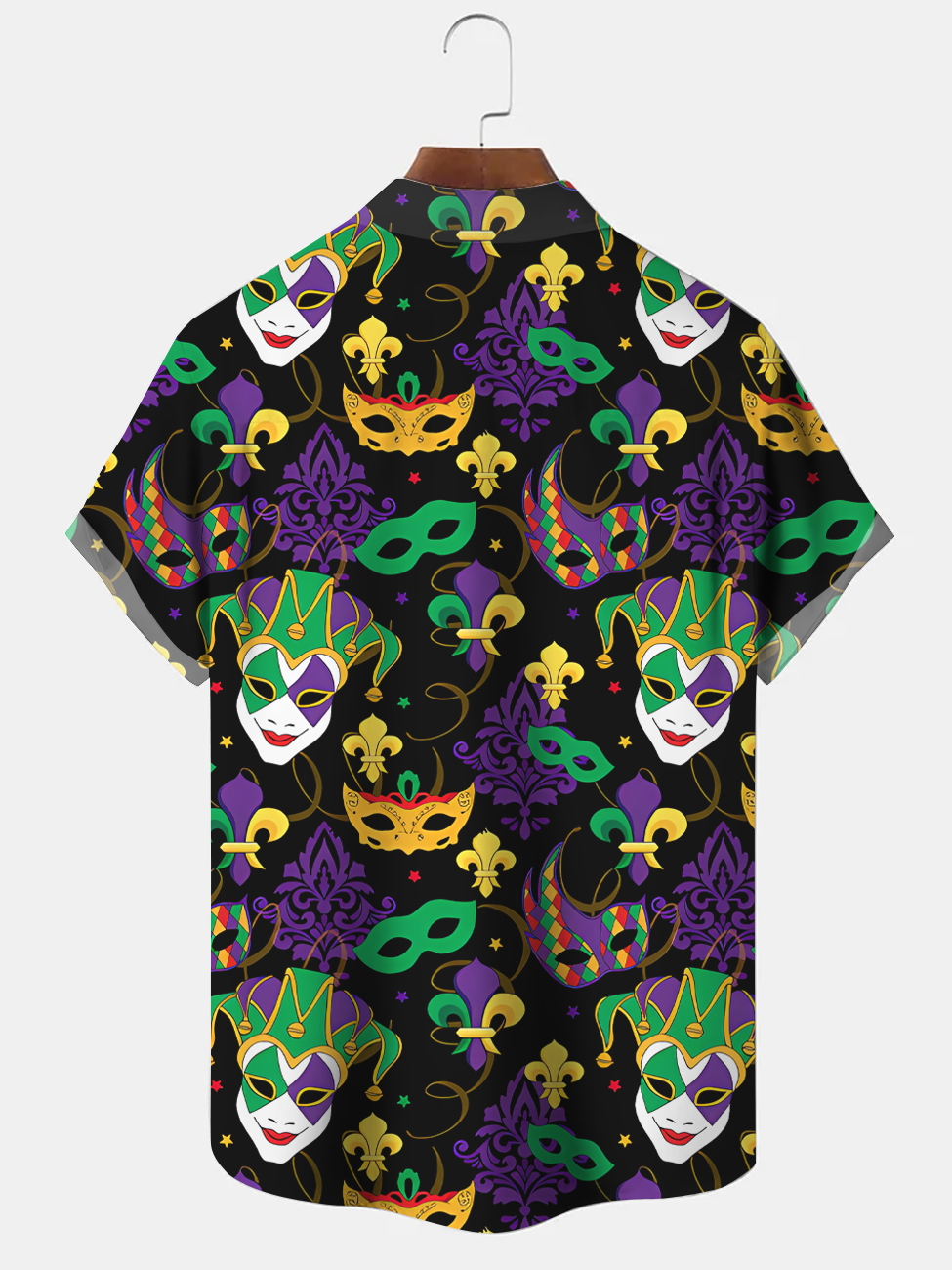 Alohadaddy Mask Christmas Button Pocket Casual Short Sleeve Shirt