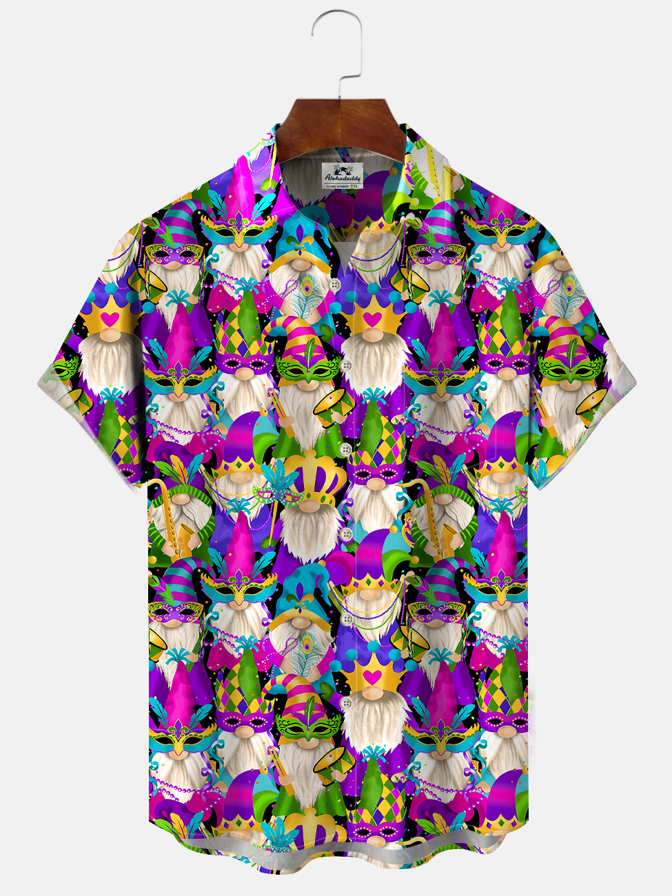 Alohadaddy Mask Carnival Button Pocket Casual Short Sleeve Shirt