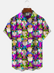 Alohadaddy Mask Carnival Button Pocket Casual Short Sleeve Shirt