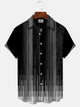 Alohadaddy Geometric Stripe Button Pocket Casual Short Sleeve Shirt