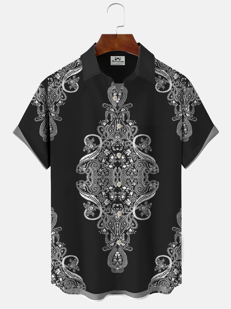 Alohadaddy Ethnic Pattern Button Pocket Casual Short Sleeve Shirt