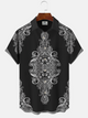 Alohadaddy Ethnic Pattern Button Pocket Casual Short Sleeve Shirt