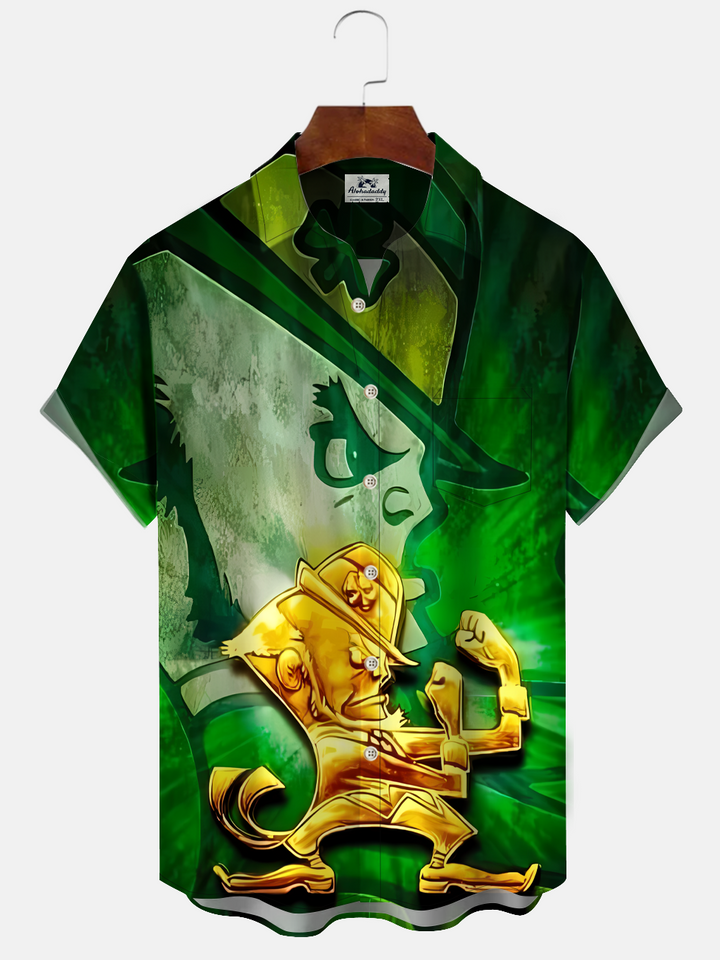 Alohadaddy Four Leaf Clover Carnival Button Pocket Casual Short Sleeve Shirt