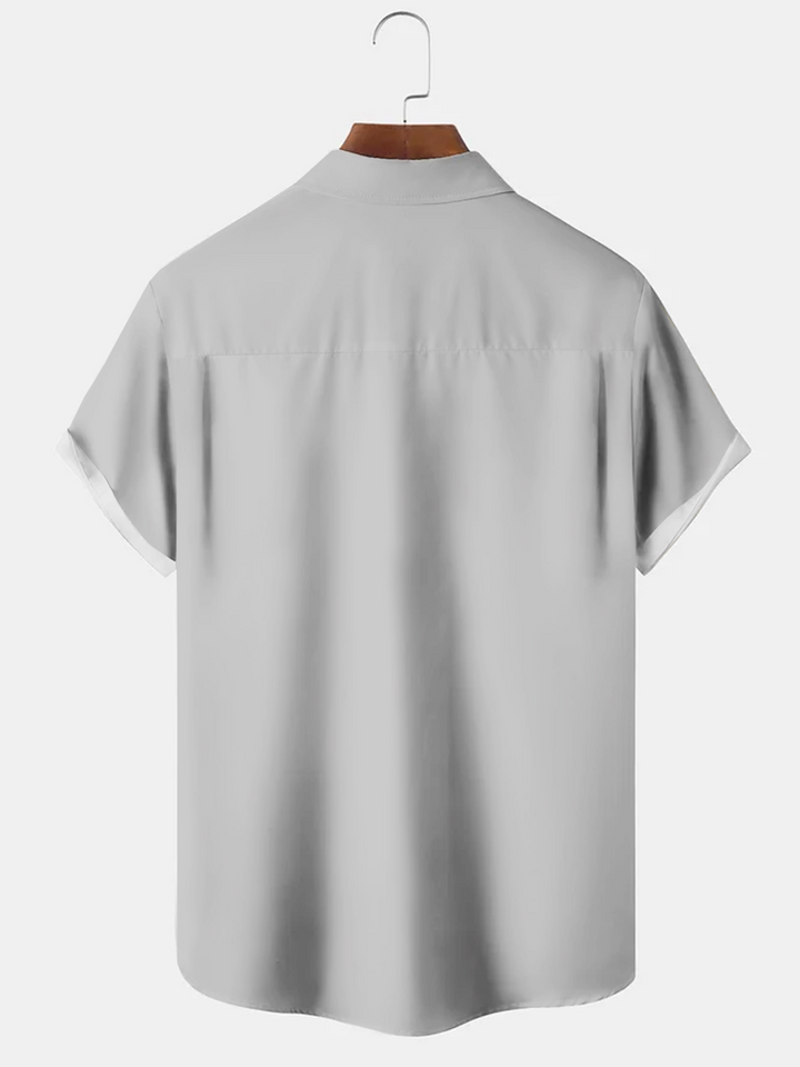 Alohadaddy Geometric Button Pocket Casual 50S Bowling Commuter Short Sleeve Shirt