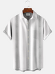 Alohadaddy Geometric Button Pocket Casual 50S Bowling Commuter Short Sleeve Shirt