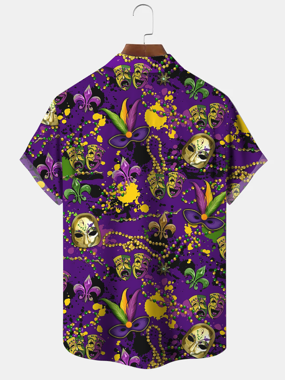 Alohadaddy Mask Carnival Button Pocket Casual Short Sleeve Shirt