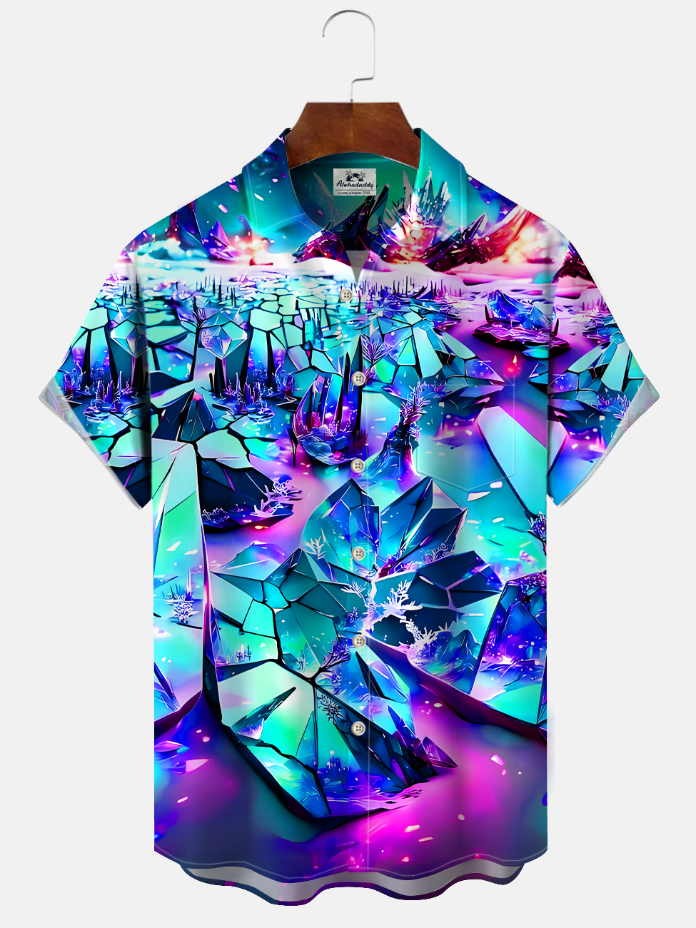 Alohadaddy Geometric Gradient Button Pocket Casual Short Sleeve Shirt