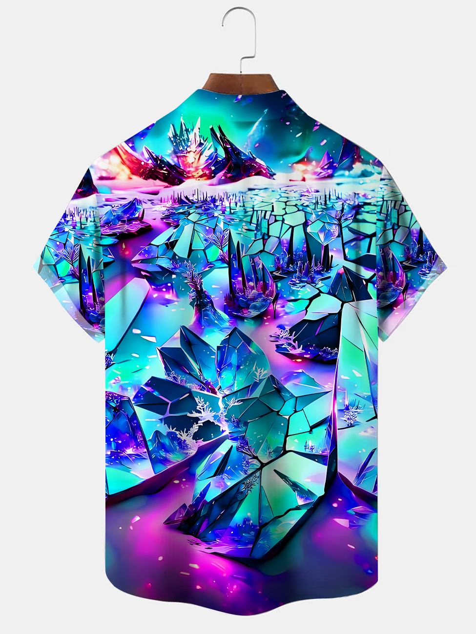 Alohadaddy Geometric Gradient Button Pocket Casual Short Sleeve Shirt