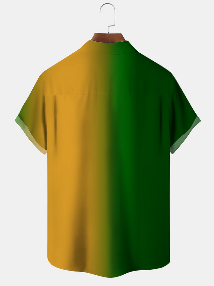 Alohadaddy Gradient Carnival Button Pocket Casual Short Sleeve Shirt