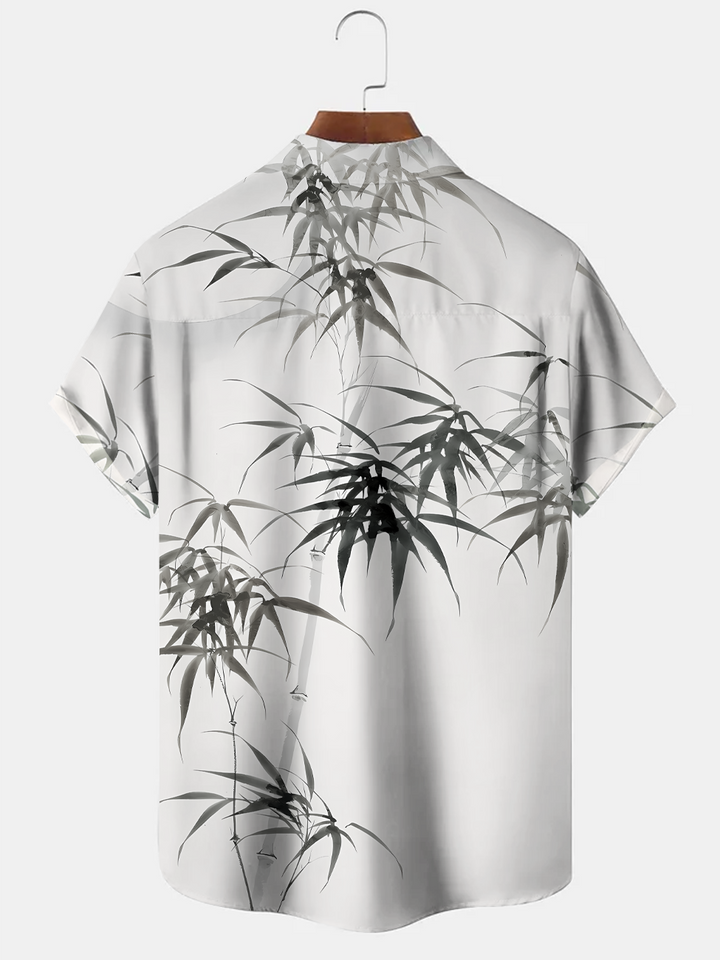 Alohadaddy Plant Bamboo Button Pocket Casual Short Sleeve Shirt
