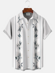Alohadaddy Plant Button Pocket Casual 50S Bowling Commuter Short Sleeve Shirt