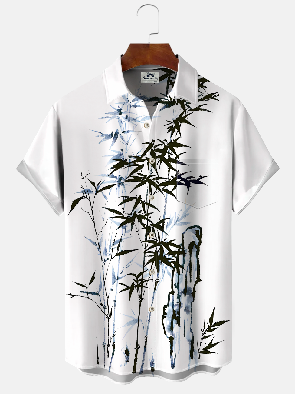 Alohadaddy Plant Bamboo Button Pocket Casual Short Sleeve Shirt