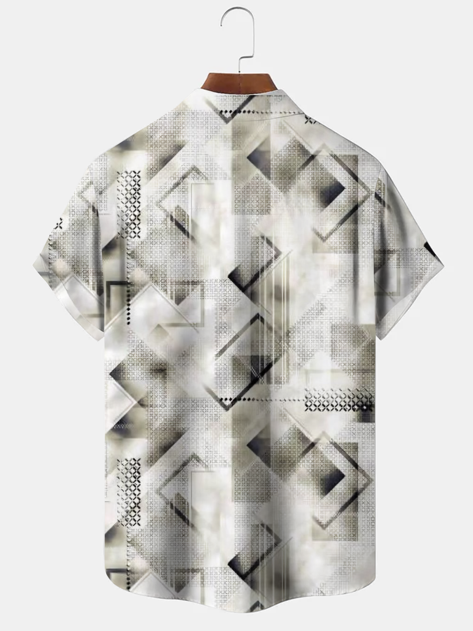Alohadaddy Geometric Pattern Button Pocket Casual Short Sleeve Shirt