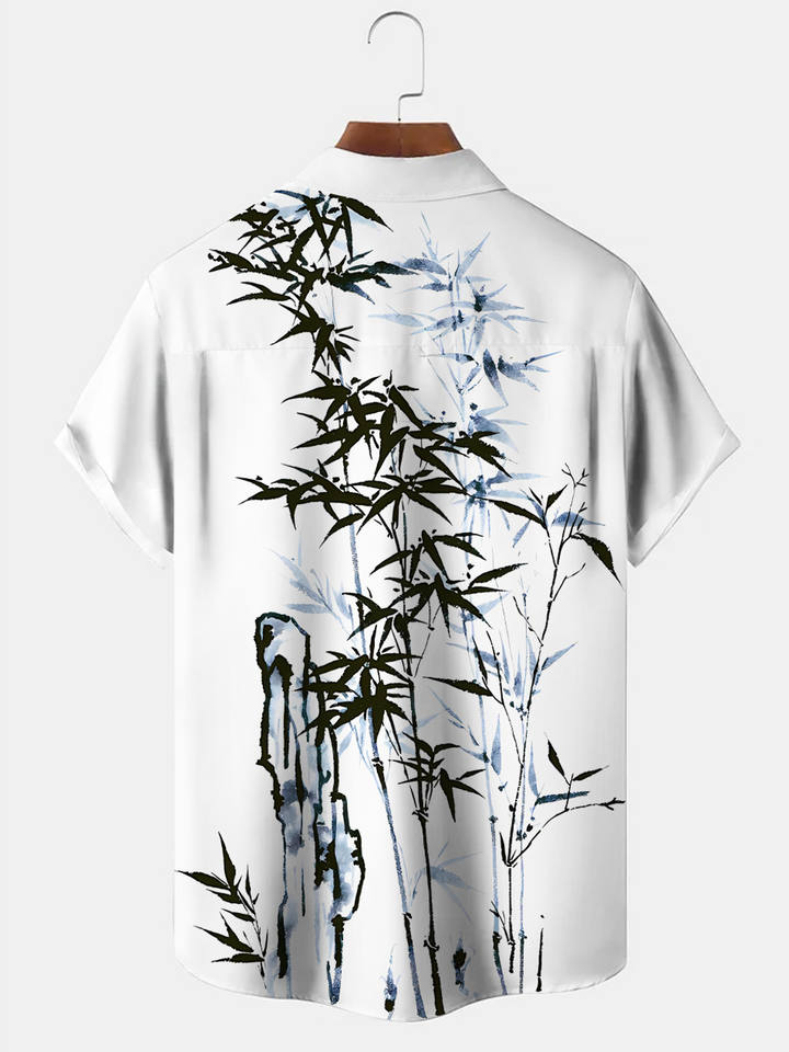 Alohadaddy Plant Bamboo Button Pocket Casual Short Sleeve Shirt