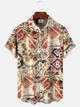 Alohadaddy Ethnic Retro Button Pocket Casual Short Sleeve Shirt