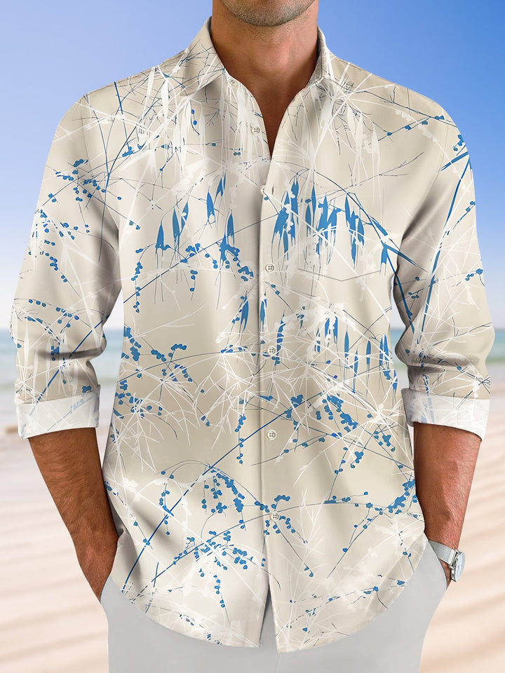 Alohadaddy Plant Flower Button Pocket Casual Long Sleeve Shirt