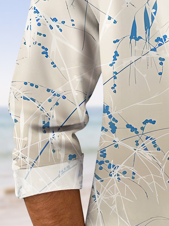 Alohadaddy Plant Flower Button Pocket Casual Long Sleeve Shirt