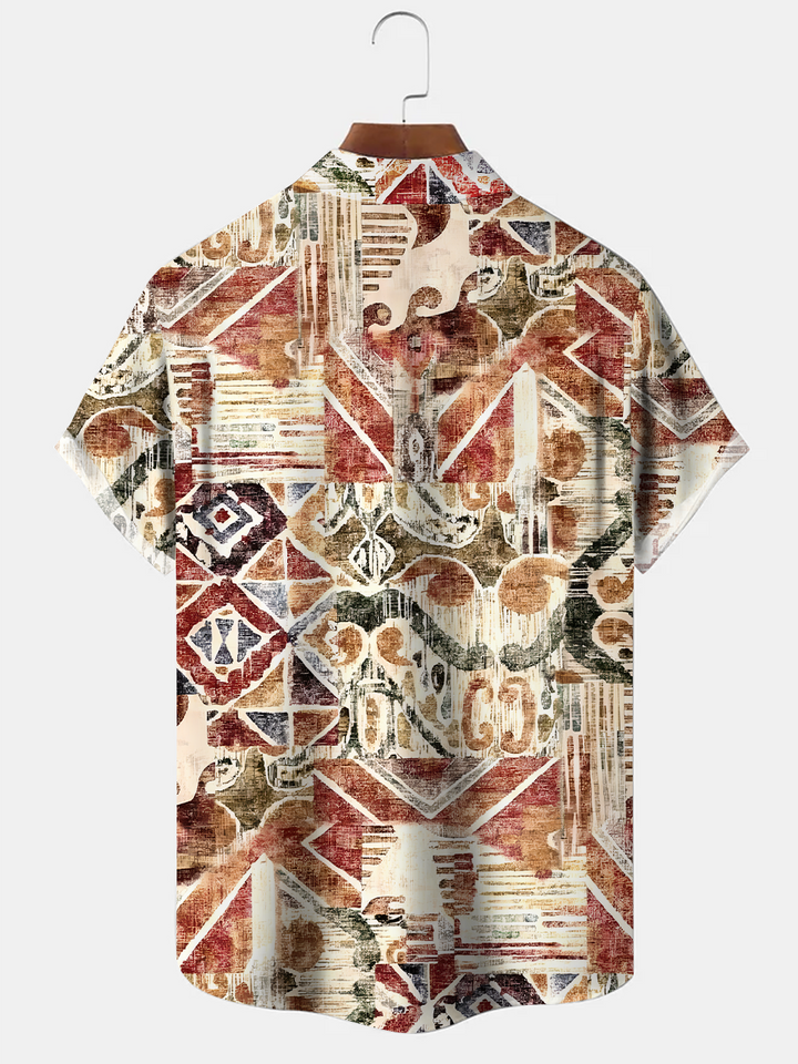 Alohadaddy Ethnic Retro Button Pocket Casual Short Sleeve Shirt
