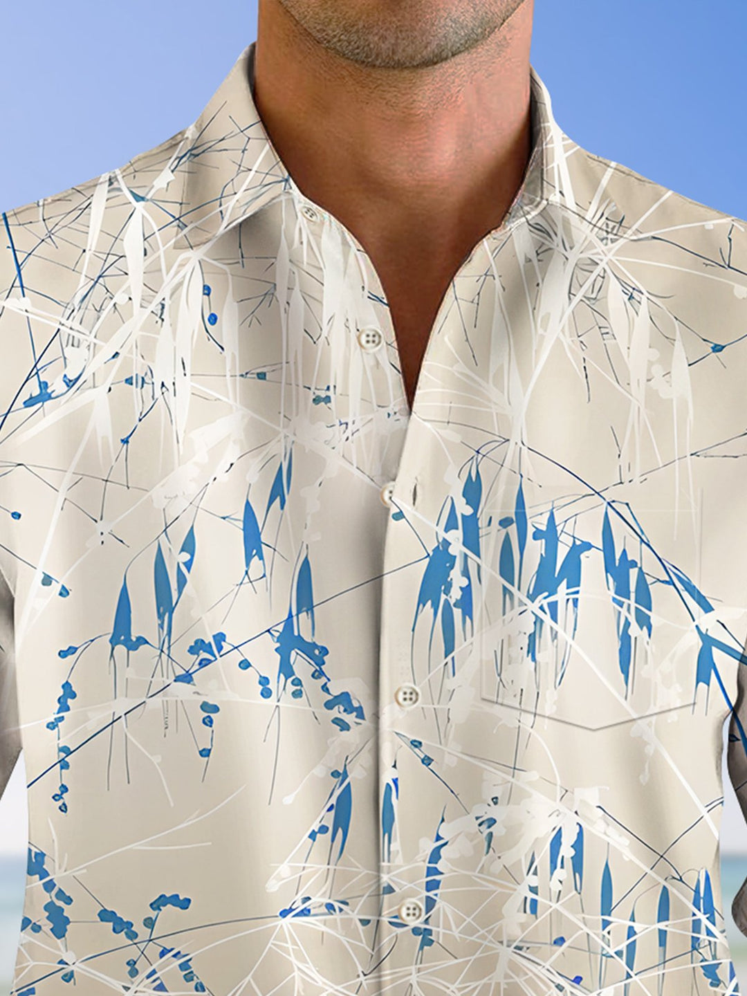 Alohadaddy Plant Flower Button Pocket Casual Long Sleeve Shirt