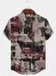 Alohadaddy Geometric Vintage Button Pocket Casual Short Sleeve Shirt