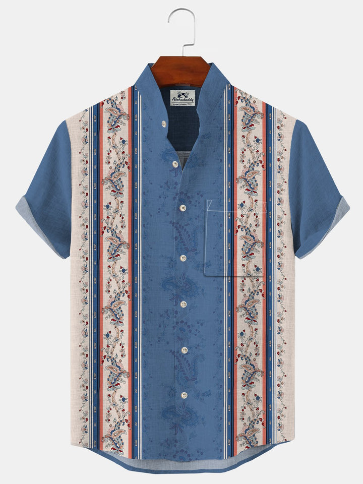 Alohadaddy Plant Flower Button Pocket Casual Short Sleeve Shirt