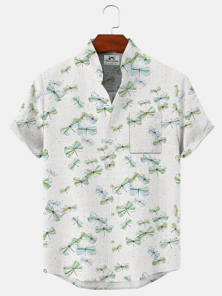 Alohadaddy Plant Flower Leaf Button Pocket Casual Short Sleeve Shirt