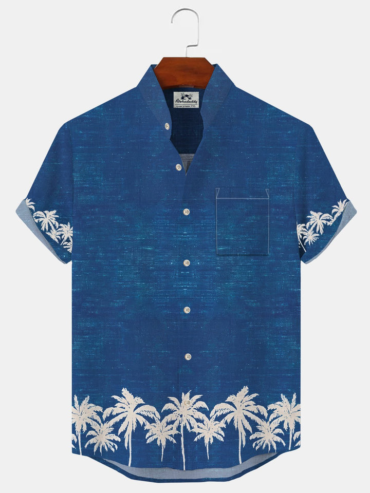 Alohadaddy Coconut Tree Button Pocket Casual Short Sleeve Shirt