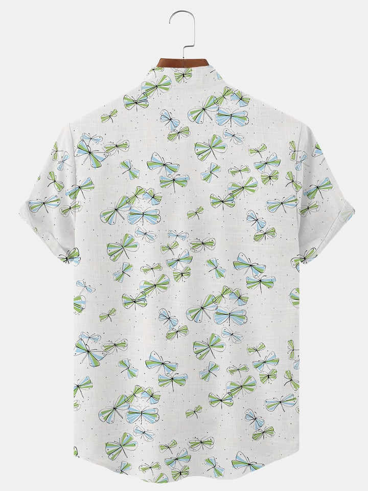 Alohadaddy Plant Flower Leaf Button Pocket Casual Short Sleeve Shirt