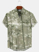 Alohadaddy Plant Bamboo Button Pocket Casual Short Sleeve Shirt