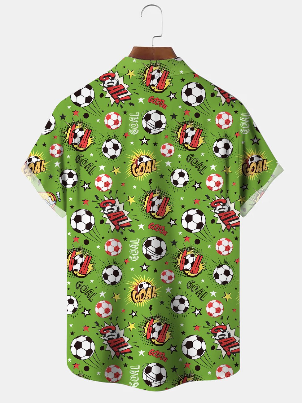 Alohadaddy Geometric Football Text Button Pocket Casual Short Sleeve Shirt