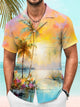 Alohadaddy Beach Coconut Tree Button Pocket Casual Short Sleeve Shirt