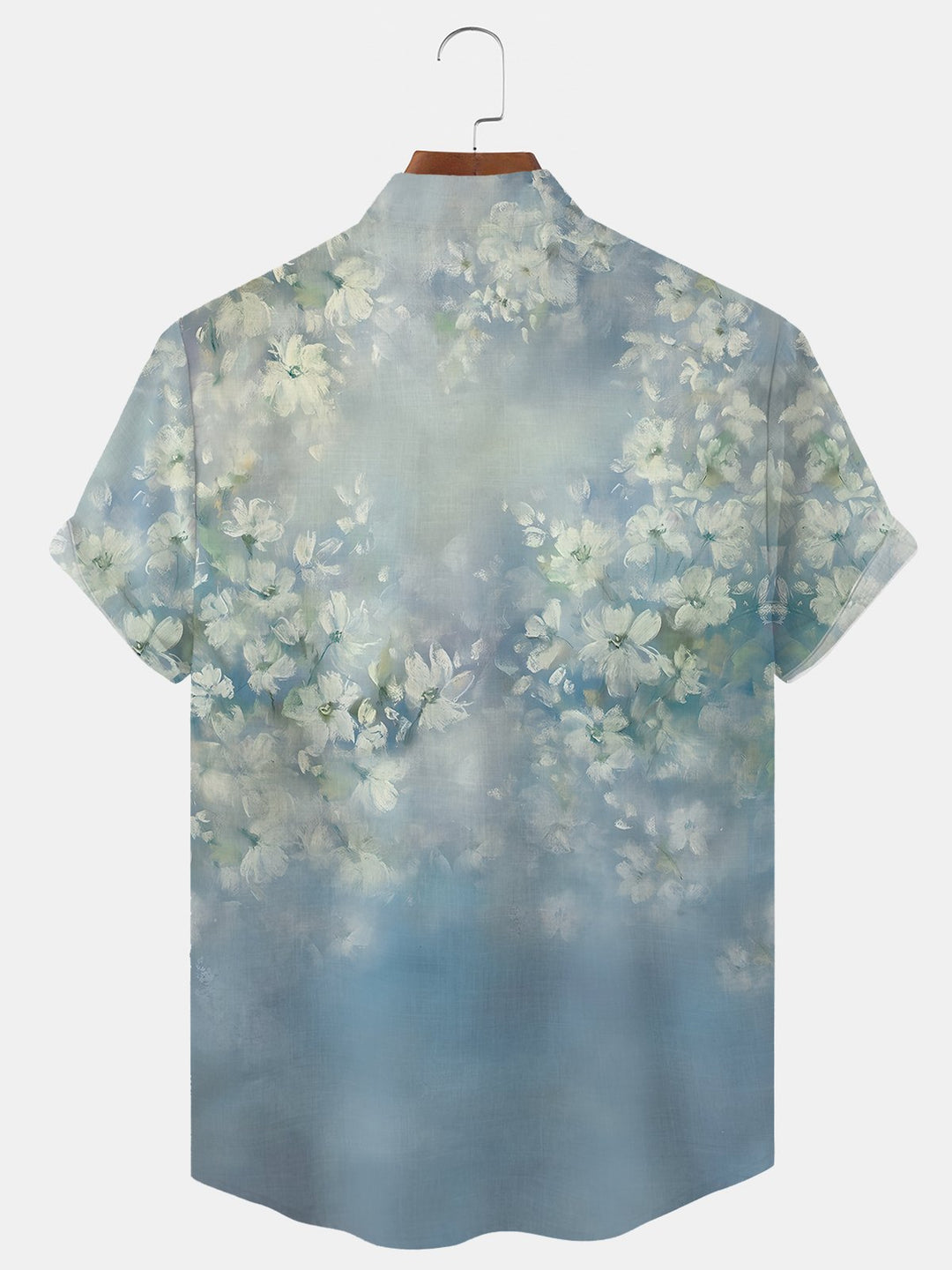 Alohadaddy Gradient Plant Flower Button Pocket Casual Short Sleeve Shirt