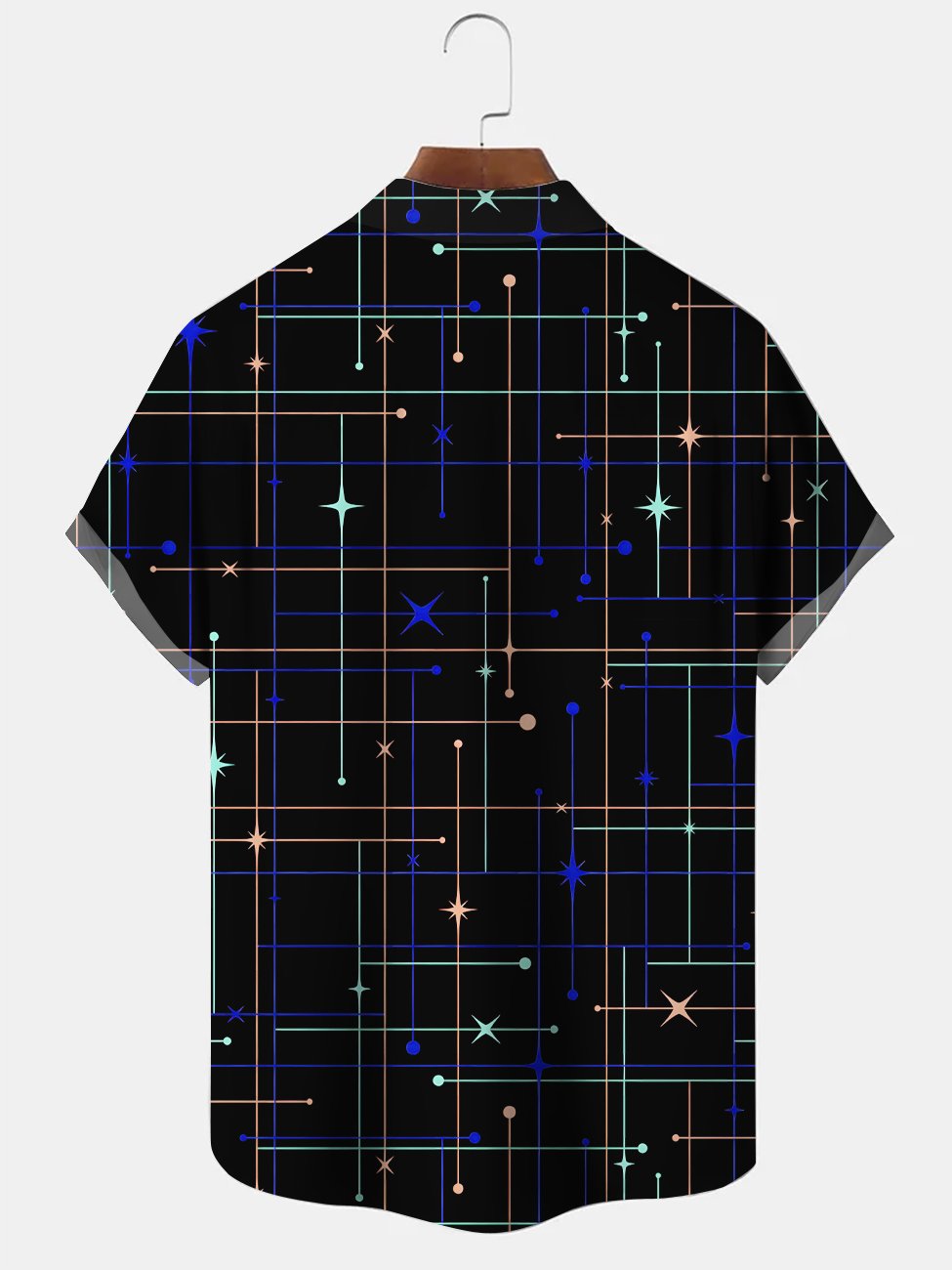 Alohadaddy Geometric Lines Button Pocket Casual Short Sleeve Shirt