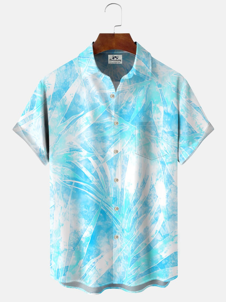 Alohadaddy Coconut Tree Beach Button Pocket Casual Short Sleeve Shirt