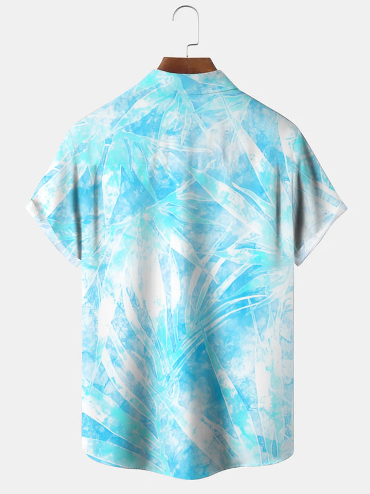Alohadaddy Coconut Tree Beach Button Pocket Casual Short Sleeve Shirt