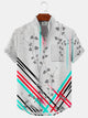 Alohadaddy Geometric Plant Leaf Button Pocket Casual Short Sleeve Shirt