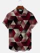 Alohadaddy Geometric Diamond Button Pocket Casual Short Sleeve Shirt