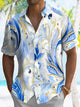 Alohadaddy Plant Leaves Button Pocket Casual Short Sleeve Shirt