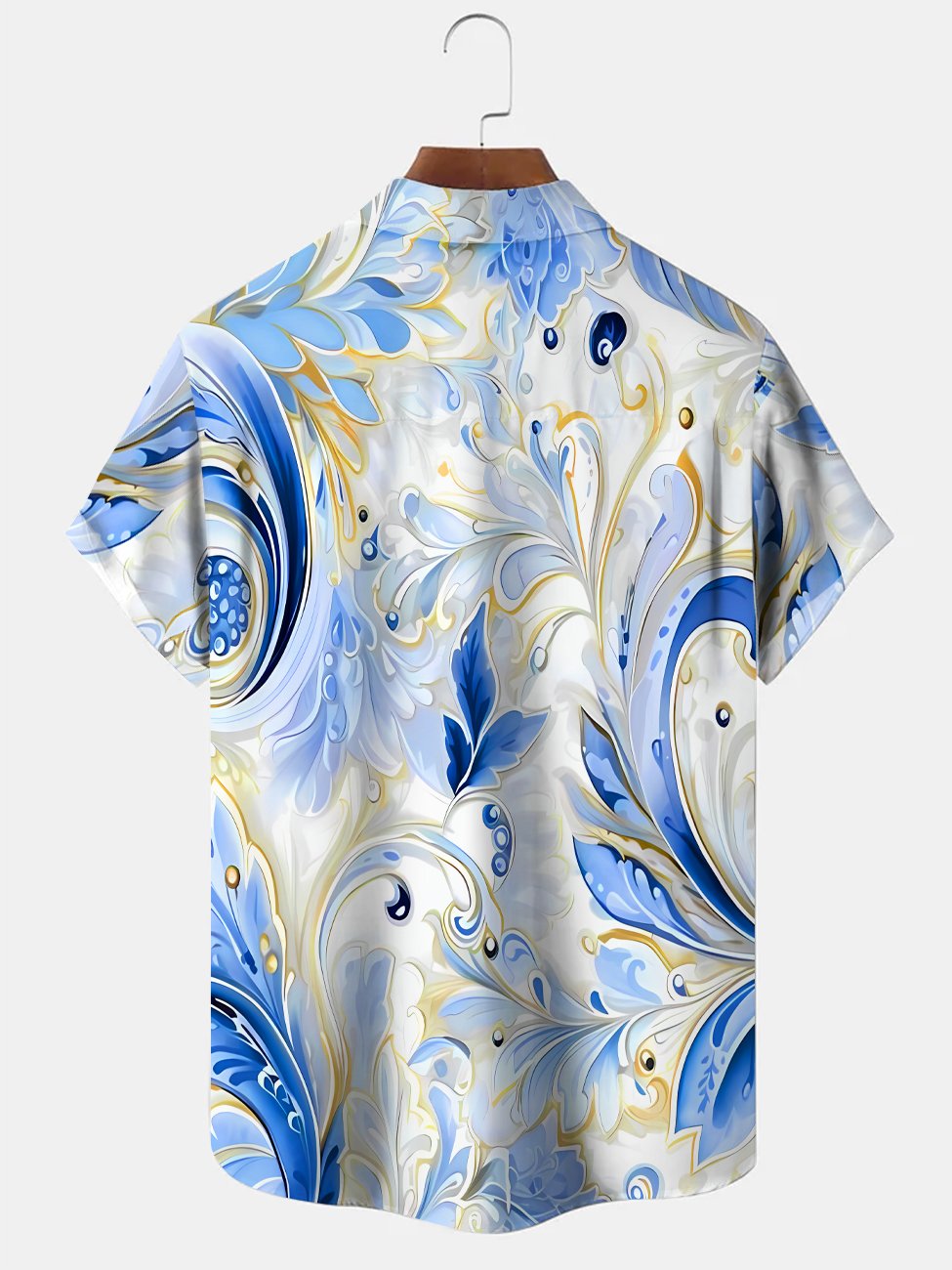 Alohadaddy Plant Leaves Button Pocket Casual Short Sleeve Shirt