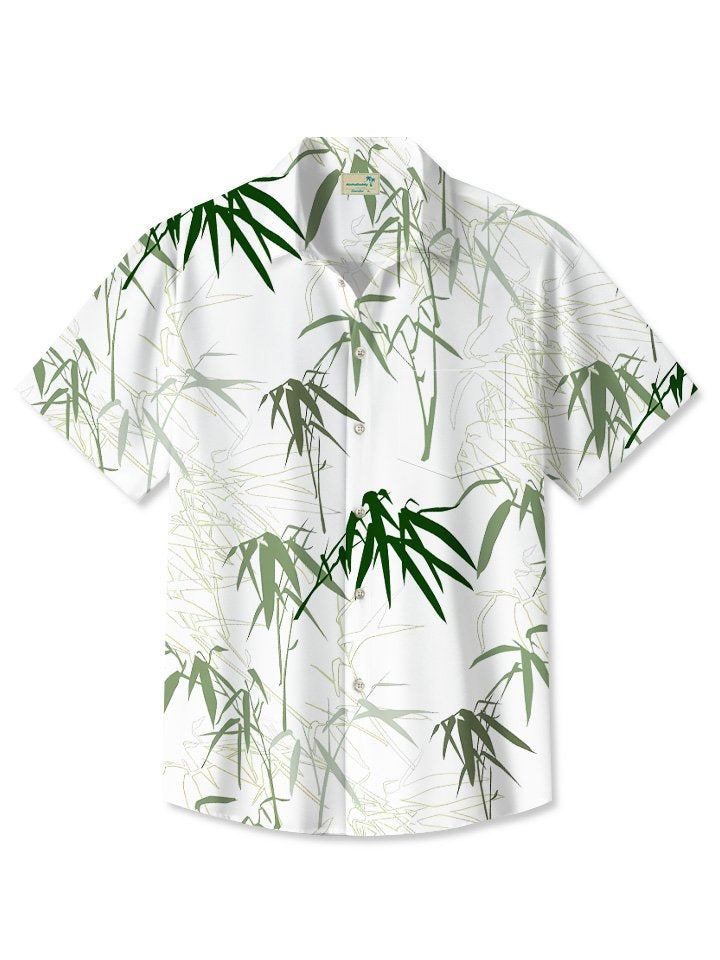 Camisa informal de viaje con estampado de plantas y bambú de Alohadaddy