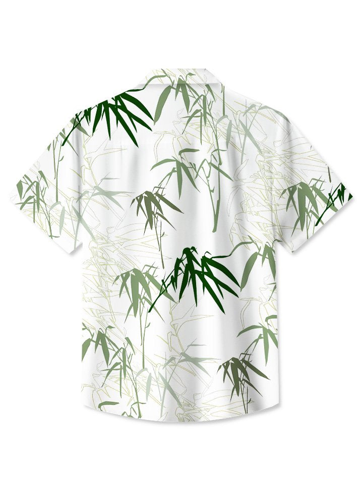 Camisa informal de viaje con estampado de plantas y bambú de Alohadaddy