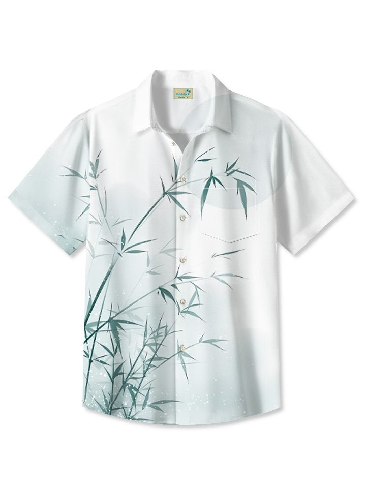 Camisa informal de verano con estampado de plantas y bambú de Alohadaddy