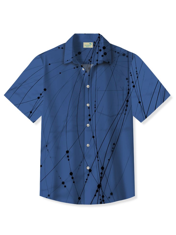 Camisa informal de vacaciones con estampado geométrico de líneas y curvas de verano de Alohadaddy